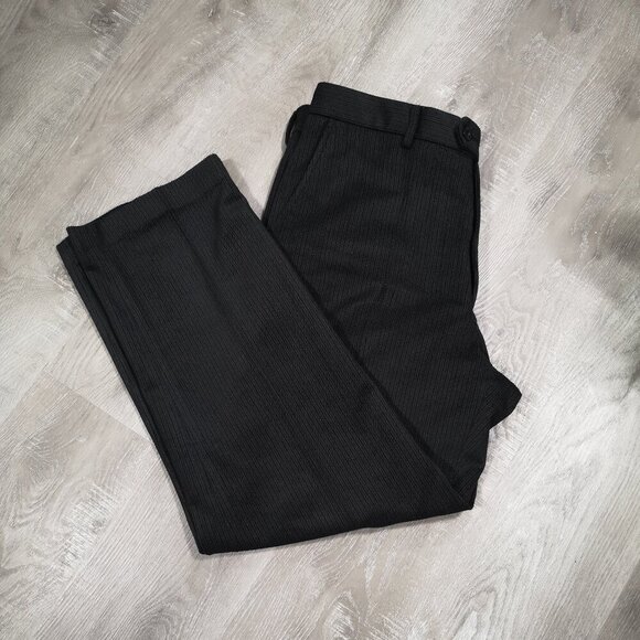 Pierre Cardin Men's Size 36/30 Flat Front Textured Black Dress Pants - Picture 7 of 11